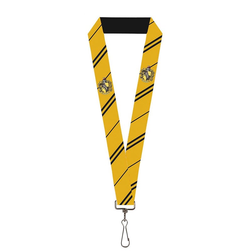 Buckle Down The Wizarding World of Harry Potter Lanyard  Hufflepuff Crest Stripe Yellow Black  Elastic - Image 1